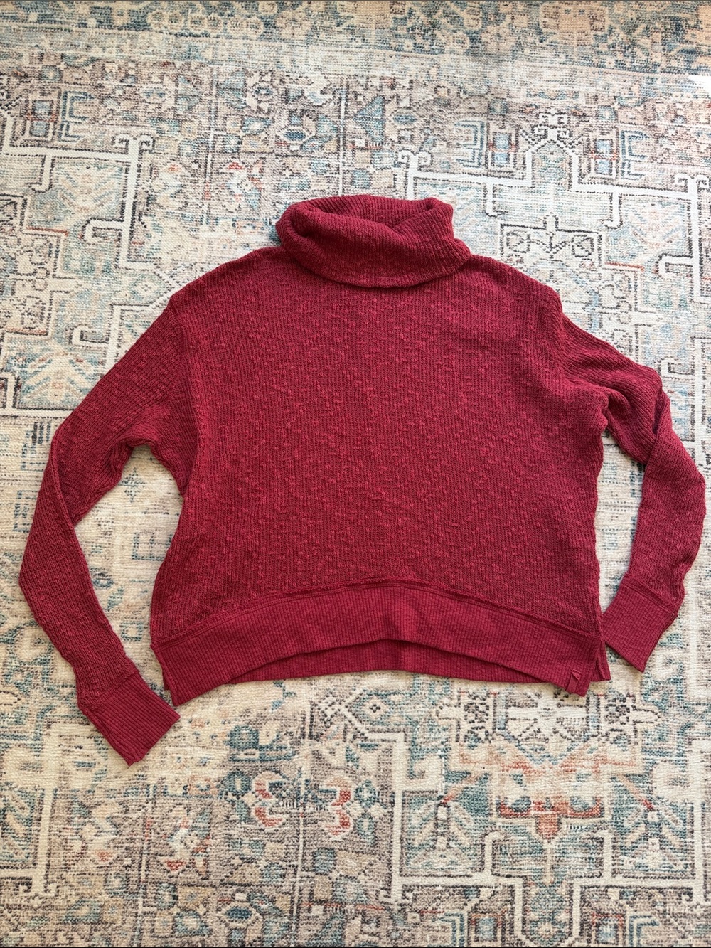 FREE PEOPLE Rib Knit Cowl Turtleneck long Sleeve Oversized Pullover Sweater xs